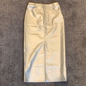 WAYF Women's Metallic Silver Midi Skirt S